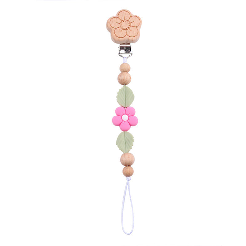 Wholesale Baby Products Flower Soothing Silicone Flower Silicone Beads Pacifier Chain
